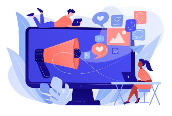 Social media marketing concept vector illustration.